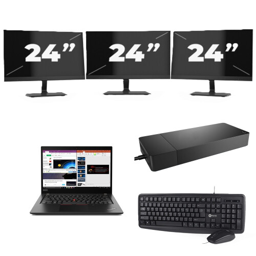 Refurbished Lenovo ThinkPad X395 - AMD Ryzen 5 PRO 3500U - 13 inch - 8GB RAM - 256GB SSD - Windows 11 Home + 3x 24 inch Monitor Tweedehands