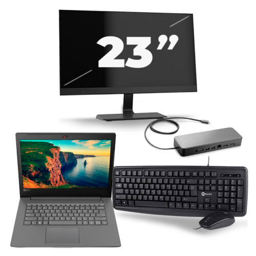 Refurbished Lenovo V330-14IKB - Intel Core i5-8e Generatie - 14 inch - 16GB RAM - 256GB SSD - Windows 11 + 1x 23 inch Monitor Tweedehands