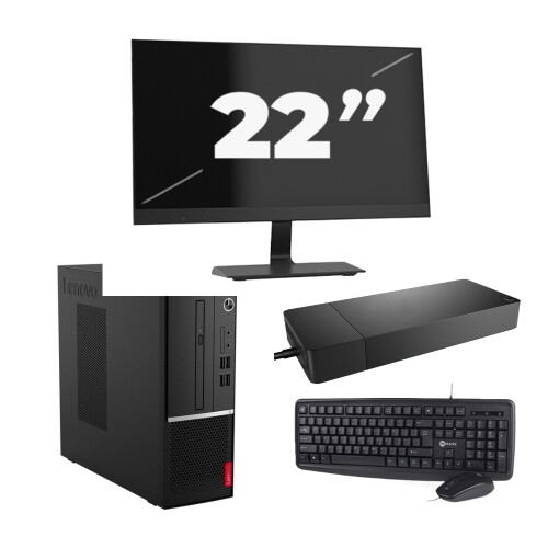 Refurbished Lenovo V530s-07ICR SFF - Intel Core i3-9e Generatie - 8GB RAM - 256GB SSD - Windows 11 + 1x 22 inch Monitor Tweedehands