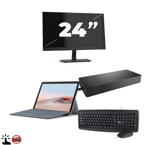 Refurbished Microsoft Surface Go 2 (Zonder Toetsenbord) - Intel Core m3-8e Generatie - 10 inch - Touch - 4GB RAM - 64GB SSD - Windows 11 Home + 1x 24 inch Monitor Tweedehands