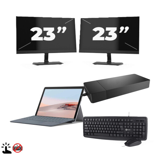 Refurbished Microsoft Surface Go 2 (Zonder Toetsenbord) - Intel Core m3-8e Generatie - 10 inch - Touch - 4GB RAM - 64GB SSD - Windows 11 Home + 2x 23 inch Monitor Tweedehands