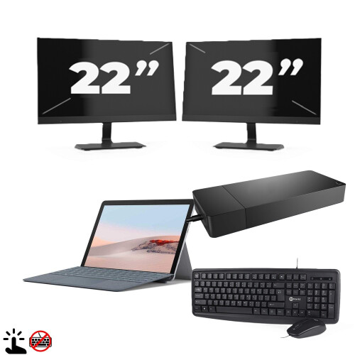 Refurbished Microsoft Surface Go 2 (Zonder Toetsenbord) - Intel Core m3-8e Generatie - 10 inch - Touch - 4GB RAM - 64GB SSD - Windows 11 Home + 2x 22 inch Monitor Tweedehands