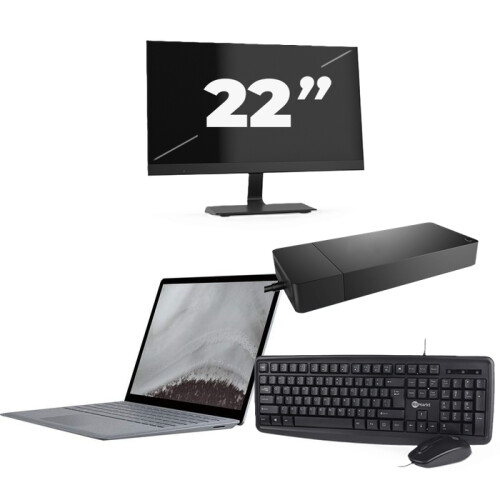 Refurbished Microsoft Surface Laptop 2 - Intel Core i5-8e Generatie - 12 inch - 8GB RAM - 512GB SSD - Windows 11 Home + 1x 22 inch Monitor Tweedehands