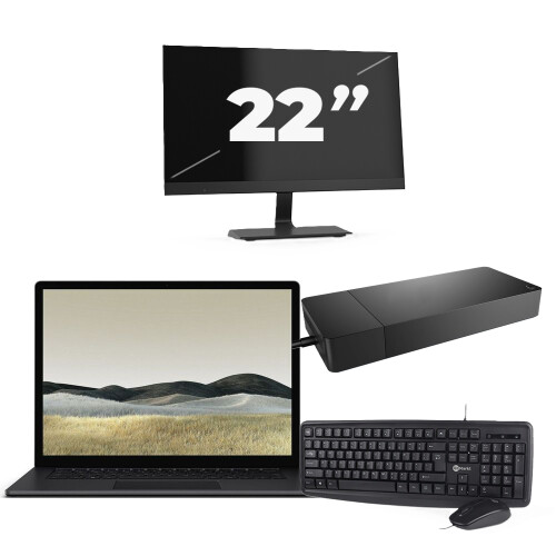 Refurbished Microsoft Surface Laptop 3 - Intel Core i5-10e Generatie - 13 inch - 16GB RAM - 256GB SSD - Windows 11 Home + 1x 22 inch Monitor Tweedehands