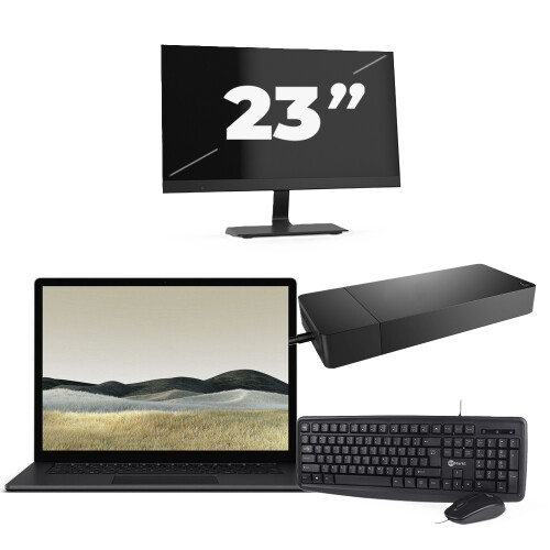 Refurbished Microsoft Surface Laptop 3 - Intel Core i5-10e Generatie - 13 inch - 16GB RAM - 256GB SSD - Windows 11 Home + 1x 23 inch Monitor Tweedehands