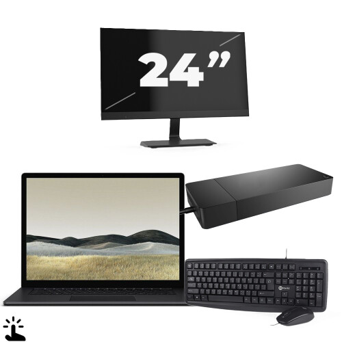 Refurbished Microsoft Surface Laptop 3 - Intel Core i7-10e Generatie - 15 inch - Touch - 16GB RAM - 256GB SSD - Windows 11 Home + 1x 24 inch Monitor Tweedehands