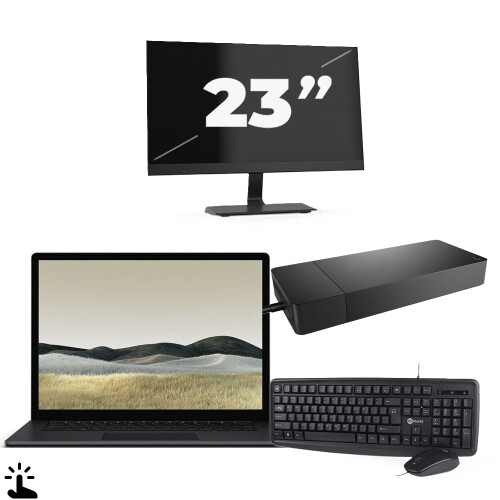 Refurbished Microsoft Surface Laptop 3 - Intel Core i7-10e Generatie - 15 inch - Touch - 16GB RAM - 256GB SSD - Windows 11 Home + 1x 23 inch Monitor Tweedehands