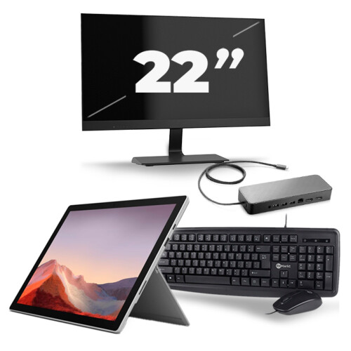 Refurbished Microsoft Surface Pro 7 - Intel Core i5-10e Generatie - 12 inch - 8GB RAM - 256GB SSD - Windows 11 Home + 1x 22 inch Monitor Tweedehands