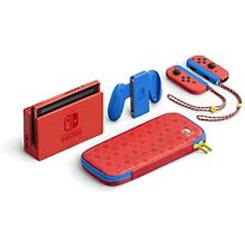 Refurbished Nintendo Switch 32 GB [Mario Red & Blue Edition incl. Controller rood en draagtas, console zonder spel] rood blauw Tweedehands