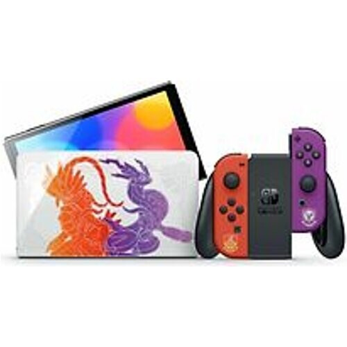 Refurbished Nintendo Switch OLED 64 GB [Pokemon Scarlet & Violet Editie incl. controller rood/paars] wit Tweedehands