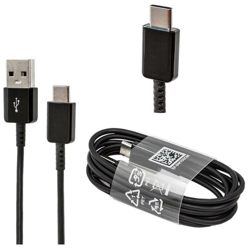 Refurbished Original Samsung Fast Charger USB Data Cable EP-DW700CBE Black TYP-C 150CM 5A Tweedehands