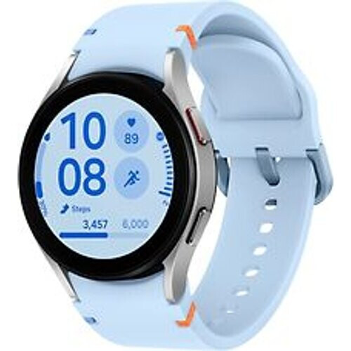 Refurbished Samsung Galaxy Watch FE 40mm aluminium kast zilver op siliconen bandje blauw [wifi] Tweedehands