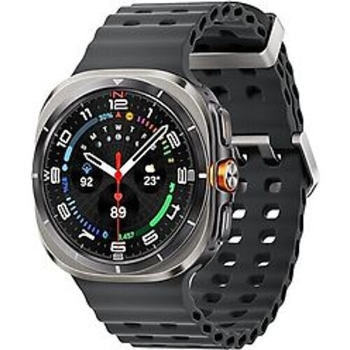 Refurbished Samsung Galaxy Watch Ultra (2025) 47 mm kast van titanium op titanium silver Marine Band dark gray [wifi + cellular] Tweedehands
