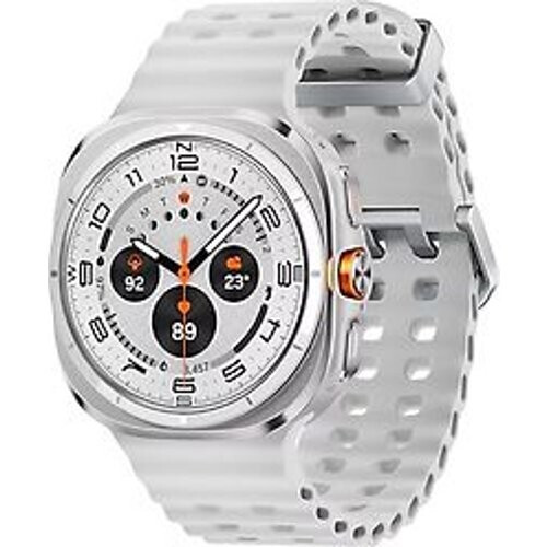 Refurbished Samsung Galaxy Watch Ultra (2025) 47 mm kast van titanium op titanium white Marine Band white [wifi + cellular] Tweedehands