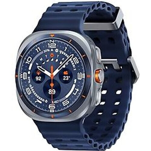 Refurbished Samsung Galaxy Watch Ultra (2025) 47 mm kast van titanium op titanium blauw Marine Band blauw [wifi + cellular] Tweedehands