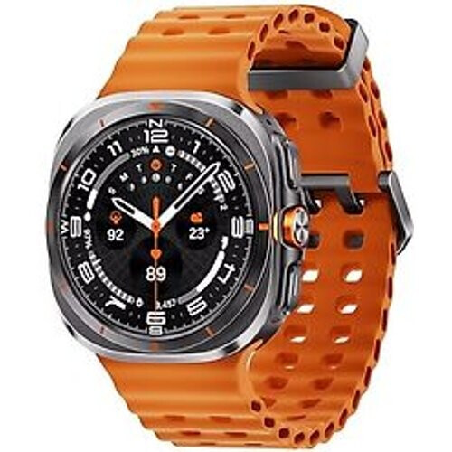 Refurbished Samsung Galaxy Watch Ultra (2025) 47 mm kast van titanium op titanium gray Marine Band orange [wifi + cellular] Tweedehands