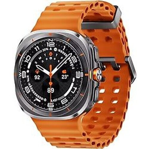 Refurbished Samsung Galaxy Watch Ultra 47 mm kast van titanium op titanium gray Marine Band orange [wifi + cellular] Tweedehands