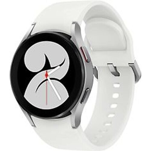 Refurbished Samsung Galaxy Watch4 40 mm aluminium kast zilver op siliconen bandje wit [wifi] Tweedehands