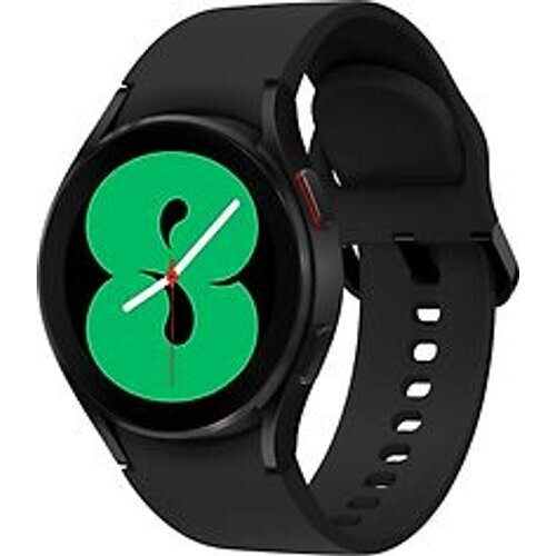 Refurbished Samsung Galaxy Watch4 40 mm aluminium kast zwart op siliconen bandje zwart [wifi + 4G] Tweedehands