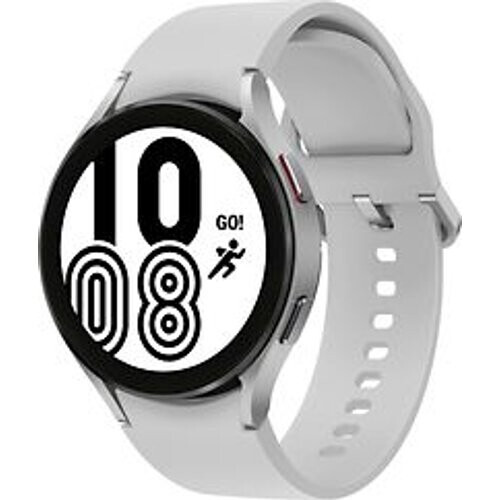 Refurbished Samsung Galaxy Watch4 44 mm aluminium kast zilver op siliconen bandje zilver [wifi] Tweedehands