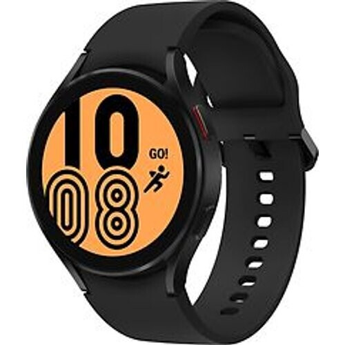 Refurbished Samsung Galaxy Watch4 44 mm aluminium kast zwart op siliconen bandje zwart [wifi] Tweedehands