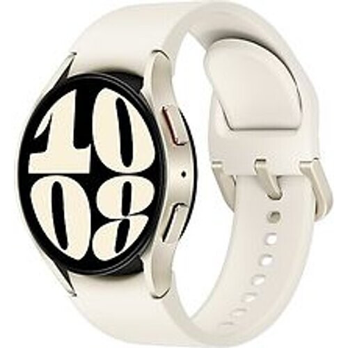 Refurbished Samsung Galaxy Watch6 40 mm aluminium kast goud op sportbandje S/M cream [wifi] Tweedehands