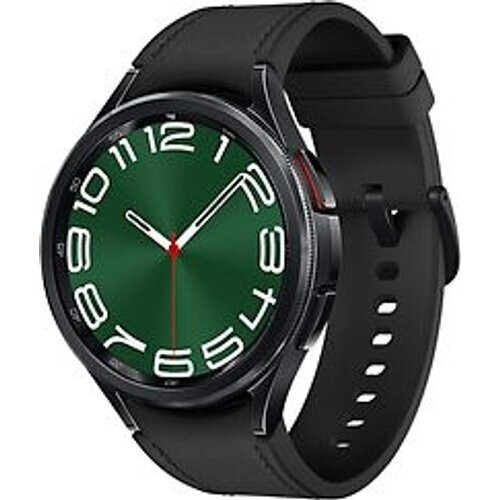 Refurbished Samsung Galaxy Watch6 Classic 47 mm roestvrij staal kast black op leren bandje S/M graphite [wifi + 4G] Tweedehands