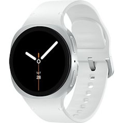 Refurbished Samsung Galaxy Watch8 40 mm aluminium kast silver op Sport Band S/M white [Wi-Fi + 4G] Tweedehands