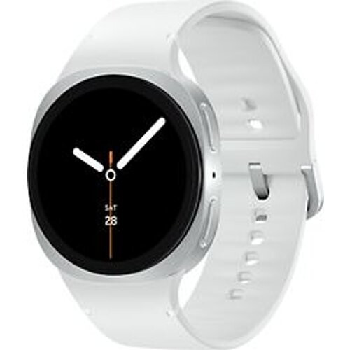 Refurbished Samsung Galaxy Watch8 44 mm aluminium kast silver op Sport Band M/L white [Wi-Fi + 4G] Tweedehands