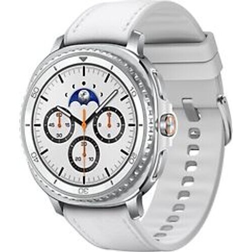 Refurbished Samsung Galaxy Watch8 Classic 46 mm aluminium kast white op Hybrid Band white [Wi-Fi + 4G] Tweedehands