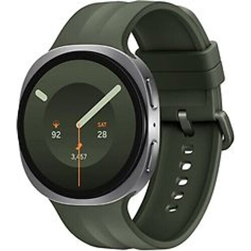 Refurbished Samsung Galaxy Watch9 44 mm aluminium kast silver met Sport Band M/L olive [Wi-Fi + 4G] Tweedehands