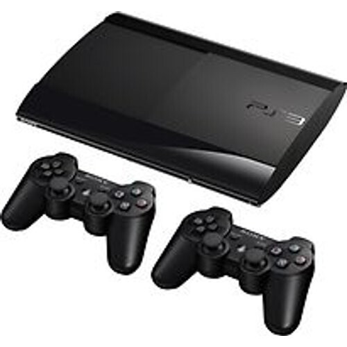 Refurbished Sony PlayStation 3 super slim 12 GB SSD  [incl. 2 draadloze controllers] zwart Tweedehands