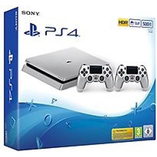 Refurbished Sony PlayStation 4 slim 500 GB [incl. 2 draadloze controllers] zilver Tweedehands