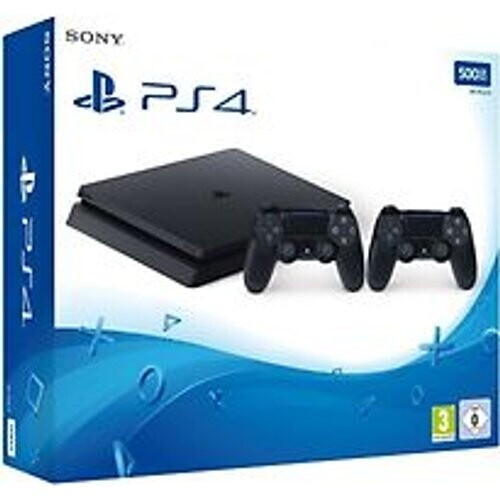 Refurbished Sony Playstation 4 slim 500 GB [incl. 2 draadloze controllers] zwart Tweedehands