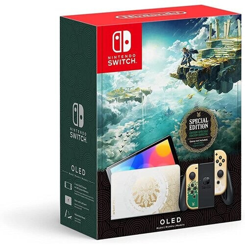 Refurbished Switch OLED 64GB - Goud - Limited edition The Legend Of Zelda Tears Of The Kingdom + The Legend Of Zelda Tears Of The Kingdom Tweedehands