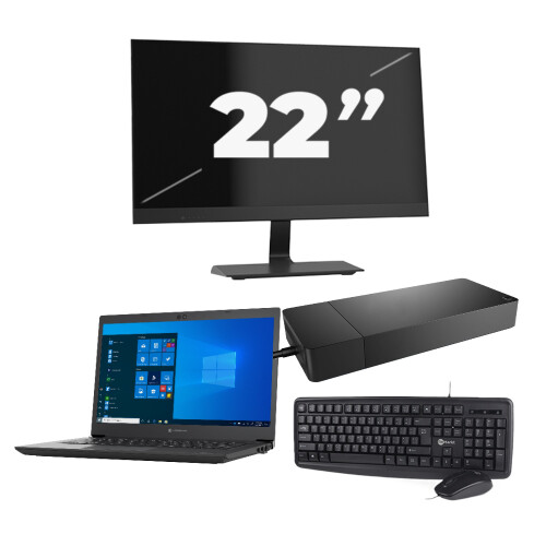 Refurbished Toshiba Dynabook Tecra A40-G-18H - Intel Core i3-10e Generatie - 14 inch - 8GB RAM - 256GB SSD - Windows 11 Home + 1x 22 inch Monitor Tweedehands