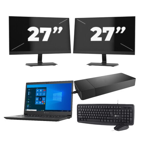 Refurbished Toshiba Dynabook Tecra A40-G-18H - Intel Core i3-10e Generatie - 14 inch - 8GB RAM - 256GB SSD - Windows 11 Home + 2x 27 inch Monitor Tweedehands