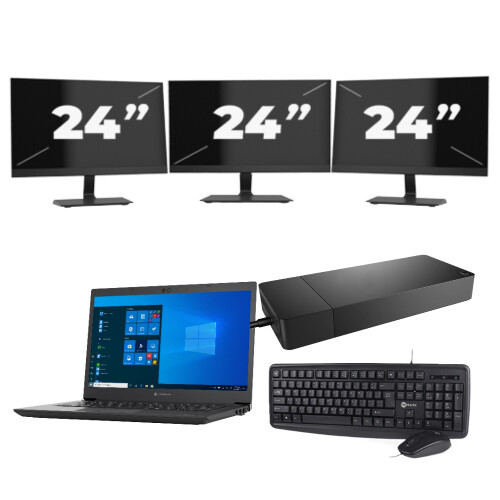 Refurbished Toshiba Dynabook Tecra A40-G-18H - Intel Core i3-10e Generatie - 14 inch - 8GB RAM - 256GB SSD - Windows 11 Home + 3x 24 inch Monitor Tweedehands