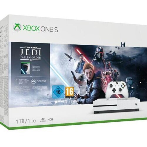 Refurbished Xbox One S 1000GB - Wit + Star Wars: Jedi Fallen Order Tweedehands