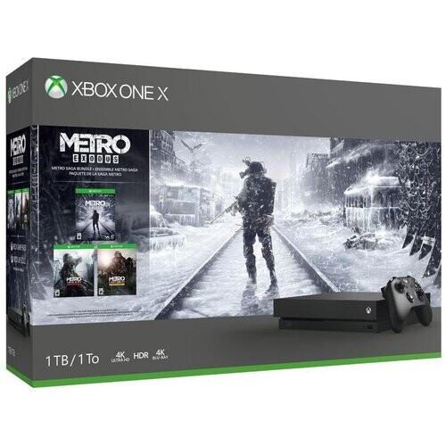 Refurbished Xbox One X 1000GB - Zwart + Metro Exodus + Metro Last Light Redux + Metro 2033 Redux Tweedehands