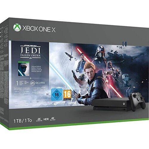 Refurbished Xbox One X 1000GB - Zwart + Star Wars: Jedi Fallen Order Tweedehands