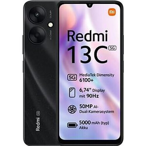 Refurbished Xiaomi Redmi 13C 5G Dual SIM 128GB 4GB RAM starry black Tweedehands