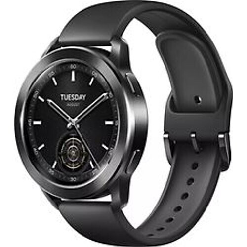 Refurbished Xiaomi Watch S3 47 mm zwart met silicone bandje zwart [wifi] Tweedehands