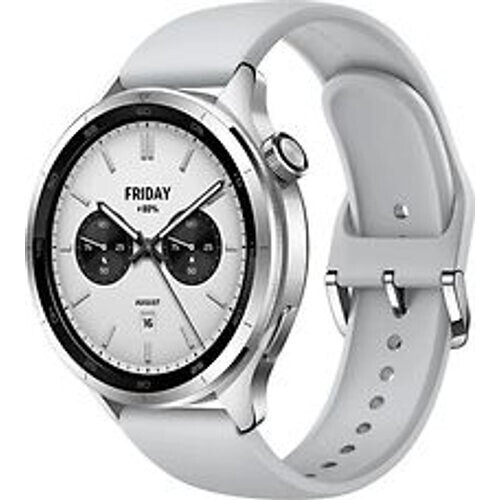 Refurbished Xiaomi Watch S4 47 mm aluminium kast met fluorelastomeer bandje zilver Tweedehands