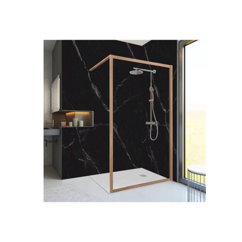 Regn Nature - Inloopdouche 100× 200 cm - Houtlook afwerking - Vrijstaand of inbouwbaar