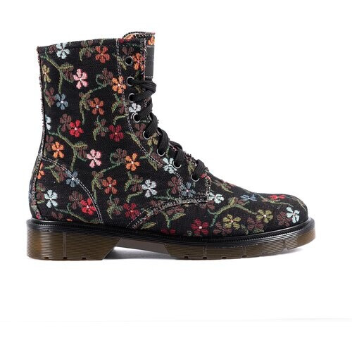 Risorse Future dames vegan Veterboots Mr Vegan Floret Zwart Tweedehands
