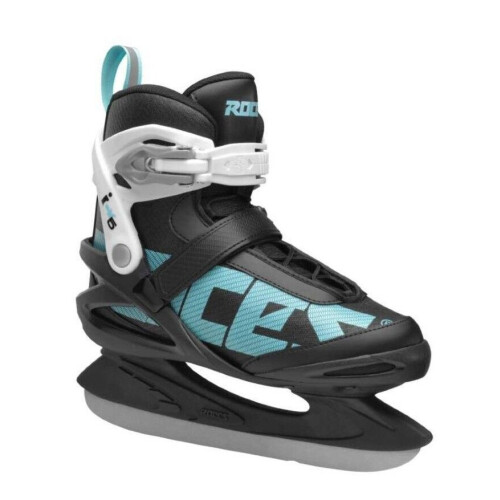 Roces ICY 5 - IJshockeyschaatsen Dames - Thermo Fit Voering&Verstevigde Enkelsteun - Zwart Blauw - Maat EU 42