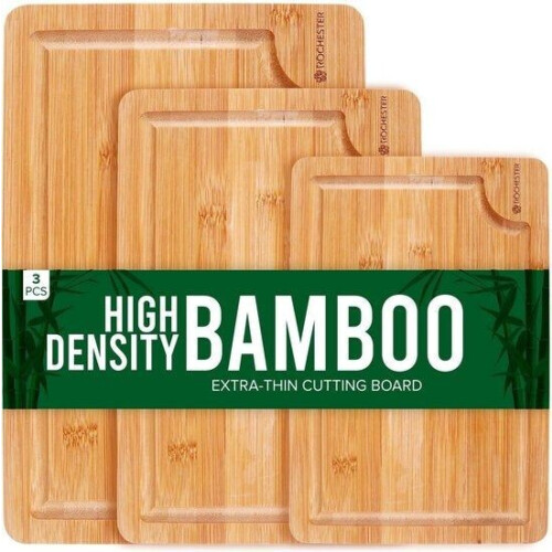 Rochester Snijplanken Hout – Borrelplank – Serveerplank - 3-Delig – Organisch Bamboe – Luxe Design – Tweedehands