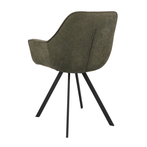 Roos - Eetkamerstoel - Armleuning - Donkergroen Bloq stof