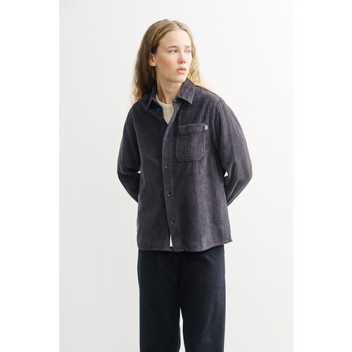 Rotholz dames vegan Overhemd Corduroy Washed Antraciet Tweedehands